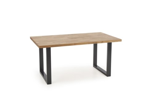 Halmar stół RADUS 160x90 drewno lite - dębowe kolor: dąb naturalny, stal malowana czarny Halmar stół RADUS 160x90 drewno lite - dębowe kolor: dąb naturalny, stal malowana czarny