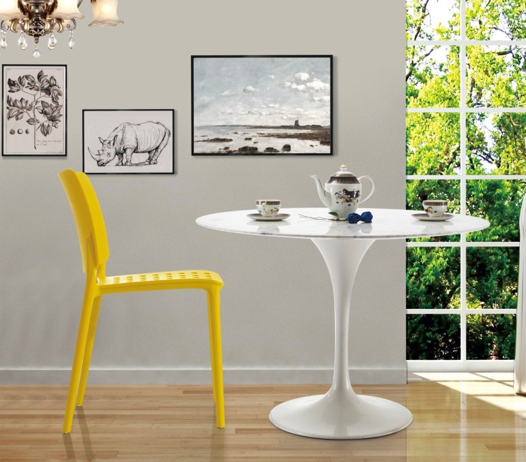 King Home Stół TULIP MARBLE 120 biały - blat okrągły marmurowy, metal King Home Stół TULIP MARBLE 120 biały - blat okrągły marmurowy, metal