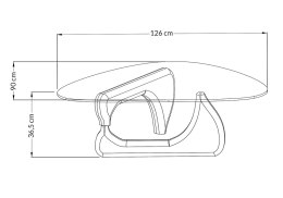 King Home Stolik STABLE - szkło Float transparentne, podstawa drewno jesionowe