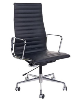 D2.DESIGN Fotel biurowy CH1191T czarna skóra/chrom