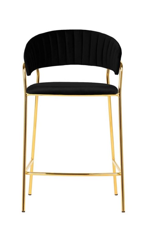 HOKER TAPICEROWANY KRZESŁO BAROWE MARGO 65 CZARNY - WELUR PODSTAWA METALOWA ZŁOTA King Home HOKER TAPICEROWANY KRZESŁO BAROWE MARGO 65 CZARNY - WELUR PODSTAWA METALOWA ZŁOTA King Home