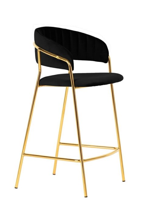HOKER TAPICEROWANY KRZESŁO BAROWE MARGO 65 CZARNY - WELUR PODSTAWA METALOWA ZŁOTA King Home HOKER TAPICEROWANY KRZESŁO BAROWE MARGO 65 CZARNY - WELUR PODSTAWA METALOWA ZŁOTA King Home