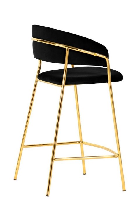HOKER TAPICEROWANY KRZESŁO BAROWE MARGO 65 CZARNY - WELUR PODSTAWA METALOWA ZŁOTA King Home HOKER TAPICEROWANY KRZESŁO BAROWE MARGO 65 CZARNY - WELUR PODSTAWA METALOWA ZŁOTA King Home