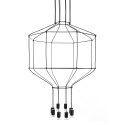 King Home Lampa wisząca LED FLUSSO 8 czarna metal klosze szkło satynowe G9 konstrukcja geometryczna