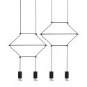 LAMPA WISZĄCA LED FLUSSO LINE 4 CZARNA KLOSZE SZKŁO SATYNOWE King Home LAMPA WISZĄCA LED FLUSSO LINE 4 CZARNA KLOSZE SZKŁO SATYNOWE King Home