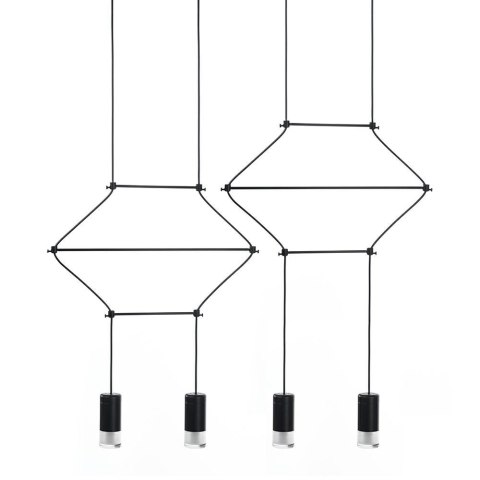 LAMPA WISZĄCA LED FLUSSO LINE 4 CZARNA KLOSZE SZKŁO SATYNOWE King Home LAMPA WISZĄCA LED FLUSSO LINE 4 CZARNA KLOSZE SZKŁO SATYNOWE King Home