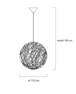 King Home Lampa wisząca kula LUNA 110 czarna - sznurek konopny E27