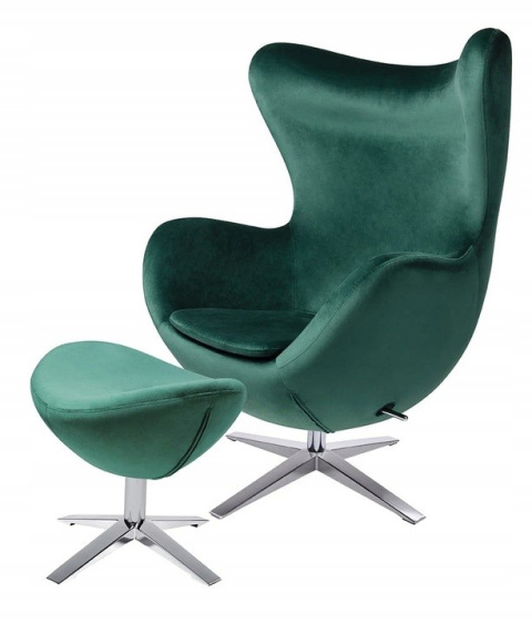 King Home Podnóżek EGG SZEROKI VELVET ciemny zielony.18 - welur, podstawa stal polerowana King Home Podnóżek EGG SZEROKI VELVET ciemny zielony.18 - welur, podstawa stal polerowana