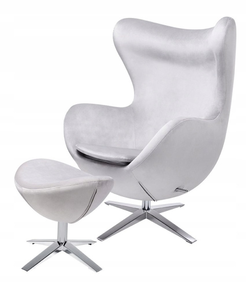King Home Podnóżek Pufa EGG SZEROKI VELVET jasny szary.37 - welur, podstawa stal King Home Podnóżek Pufa EGG SZEROKI VELVET jasny szary.37 - welur, podstawa stal