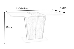 SIGNAL STÓŁ CALIPSO BIAŁY MAT / SZARY (EFEKT BETONU) 110(145)X68,6 PŁYTA LAMINOWANA