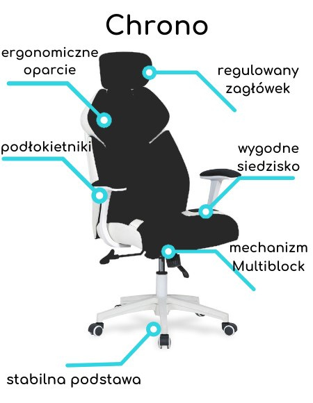 Halmar CHRONO fotel gabinetowy obrotowy biało-czarny Multiblock gamingowy krzesło do biurka Gamingowe Halmar CHRONO fotel gabinetowy obrotowy biało-czarny Multiblock gamingowy krzesło do biurka Gamingowe