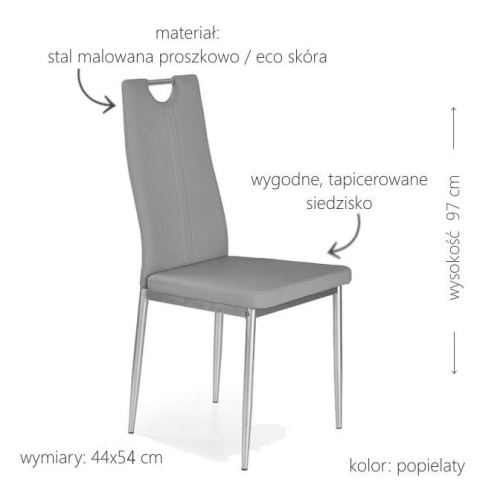 Halmar K202 krzesło popiel (szare) ekoskóra + stelaż metal Halmar K202 krzesło popiel (szare) ekoskóra + stelaż metal