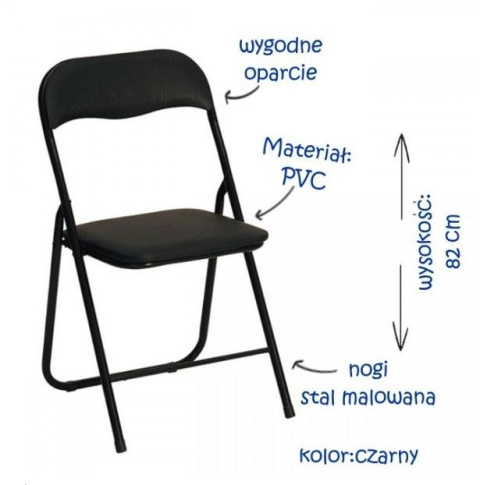 Halmar K5 krzesło czarny składane PVC stal malowana proszkowo Halmar K5 krzesło czarny składane PVC stal malowana proszkowo