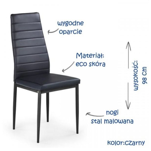 Halmar K70 krzesło czarny ekoskóra stelaż stal malowana proszkowo Halmar K70 krzesło czarny ekoskóra stelaż stal malowana proszkowo