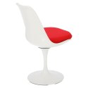 D2.DESIGN Krzesło Tul białe/czerwona poduszka