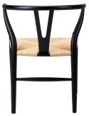 King Home Krzesło WISHBONE czarne - drewno bukowe, naturalne jasne włókno