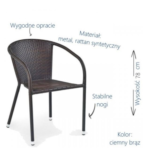 Halmar MIDAS krzesło ciemny brąz rattan syntetyczny / stal Halmar MIDAS krzesło ciemny brąz rattan syntetyczny / stal