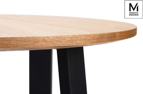 STÓŁ OKRĄGŁY TAVOLO FI 60 MODESTO DĄB - blat MDF + fornir PODSTAWA metal Czarna STÓŁ OKRĄGŁY TAVOLO FI 60 MODESTO DĄB - blat MDF + fornir PODSTAWA metal Czarna