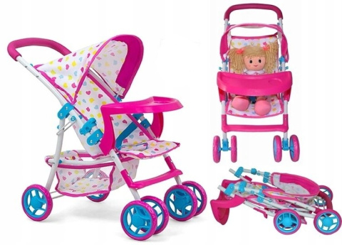 WÓZEK DLA LALEK SPACERÓWKA Kate Candy RÓŻOWY Milly Mally SKŁADANY NA PŁASKO BUDKA TACKA PASY KOSZ NA AKCESORIA WÓZEK DLA LALEK SPACERÓWKA Kate Candy RÓŻOWY Milly Mally SKŁADANY NA PŁASKO BUDKA TACKA PASY KOSZ NA AKCESORIA