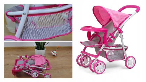 WÓZEK DLA LALEK SPACERÓWKA Kate Prestige Pink Milly Mally RÓŻOWY SKŁADANY pasy SIATKA NA AKCESORIA 3 lata+ WÓZEK DLA LALEK SPACERÓWKA Kate Prestige Pink Milly Mally RÓŻOWY SKŁADANY pasy SIATKA NA AKCESORIA 3 lata+