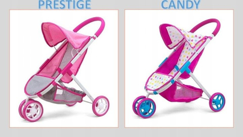 Milly Mally Wózek dla lalek spacerówka Susie Candy Różowy metalowy stelaż kosz na akcesoria dla lalek długości do 50 cm 3 lata+ Milly Mally Wózek dla lalek spacerówka Susie Candy Różowy metalowy stelaż kosz na akcesoria dla lalek długości do 50 cm 3 lata+