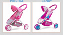 Milly Mally Wózek dla lalek Susie Prestige Pink Różowy trójkołowy przypomina prawdziwy wózek pasy kosz na akcesoria budka składa