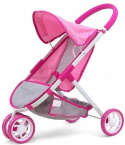 Milly Mally Wózek dla lalek Susie Prestige Pink Różowy trójkołowy przypomina prawdziwy wózek pasy kosz na akcesoria budka składa