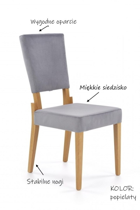 Halmar SORBUS krzesło, tapicerka - popielaty, nogi - dąb miodowy Halmar SORBUS krzesło, tapicerka - popielaty, nogi - dąb miodowy