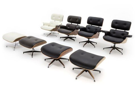 King Home Fotel LOUNGE HM PREMIUM SZEROKI z podnóżkiem czarny - sklejka jesion, skóra naturalna King Home Fotel LOUNGE HM PREMIUM SZEROKI z podnóżkiem czarny - sklejka jesion, skóra naturalna