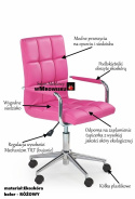 FOTEL OBROTOWY TILT GONZO 2 RÓŻOWY EKOSKÓRA do biurka młodzieżowy REGULOWANA WYSOKOŚĆ NA KÓŁKACH Halmar FOTEL OBROTOWY TILT GONZO 2 RÓŻOWY EKOSKÓRA do biurka młodzieżowy REGULOWANA WYSOKOŚĆ NA KÓŁKACH Halmar