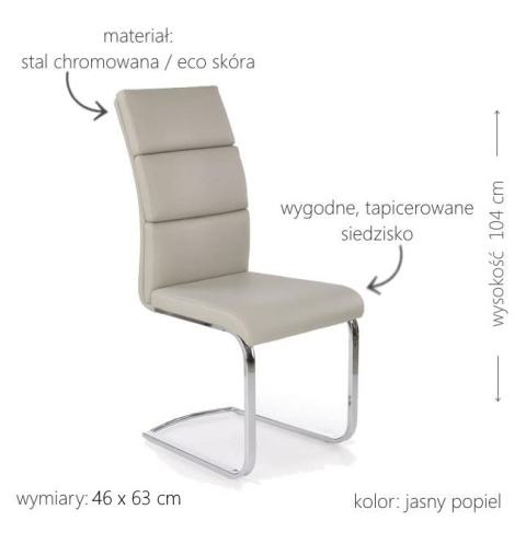 Halmar K230 krzesło Jasny Popiel/Chrom ekoskóra+metal Halmar K230 krzesło Jasny Popiel/Chrom ekoskóra+metal
