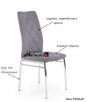 Halmar K309 krzesło do jadalni jasny popiel, materiał: tkanina / stal chromowana Halmar K309 krzesło do jadalni jasny popiel, materiał: tkanina / stal chromowana
