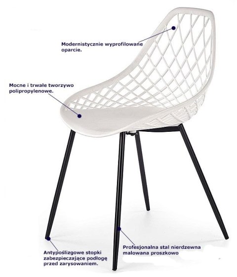 Halmar K330 krzesło nogi - czarne, siedzisko - białe Halmar K330 krzesło nogi - czarne, siedzisko - białe
