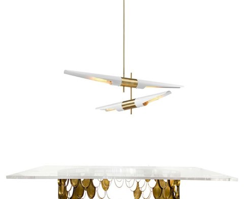 Lampa wisząca APOLLO 2 biała - szczotkowane złoto Lampa wisząca APOLLO 2 biała - szczotkowane złoto