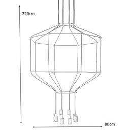 King Home Lampa wisząca LED FLUSSO 8 czarna metal klosze szkło satynowe G9 konstrukcja geometryczna