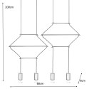 LAMPA WISZĄCA LED FLUSSO LINE 4 CZARNA KLOSZE SZKŁO SATYNOWE King Home LAMPA WISZĄCA LED FLUSSO LINE 4 CZARNA KLOSZE SZKŁO SATYNOWE King Home