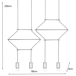 King Home Lampa wisząca FLUSSO LINE 4 czarna