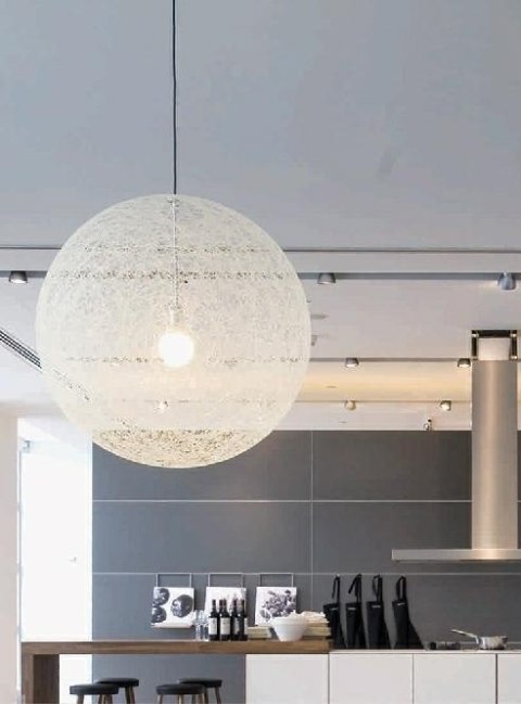 King Home Lampa wisząca LUNA 80 kula biała - sznurek konopny E27 King Home Lampa wisząca LUNA 80 kula biała - sznurek konopny E27