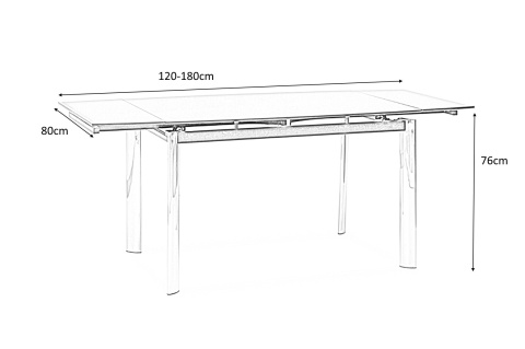 SIGNAL STÓŁ GD020 CZARNY/CHROM 120(180)x80 SIGNAL STÓŁ GD020 CZARNY/CHROM 120(180)x80