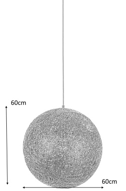 King Home Lampa wisząca LUNA 60 kula biała - sznurek konopny E27