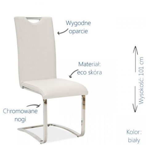 SIGNAL KRZESŁO H790 nogi CHROM/ BIAŁY EKOSKÓRA SIGNAL KRZESŁO H790 nogi CHROM/ BIAŁY EKOSKÓRA
