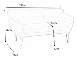 SIGNAL SOFA BERGEN 2 TKANINA ŻÓŁTY / DREWNO BUK