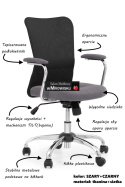 Halmar ANDY fotel obrotowy młodzieżowy popielaty / czarny tkanina siatka TILT Halmar ANDY fotel obrotowy młodzieżowy popielaty / czarny tkanina siatka TILT