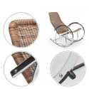 Halmar BEN fotel bujany relaksacyjny brąz mix/stal chromowana / rattan syntetyczny / tworzywo Halmar BEN fotel bujany relaksacyjny brąz mix/stal chromowana / rattan syntetyczny / tworzywo