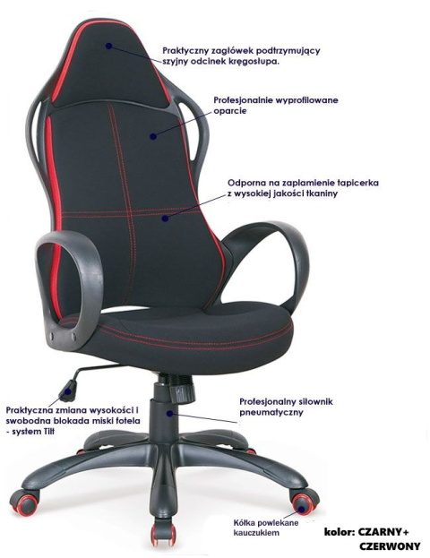 Halmar HELIX 2 fotel gabinetowy czarno-czerwony Halmar HELIX 2 fotel gabinetowy czarno-czerwony