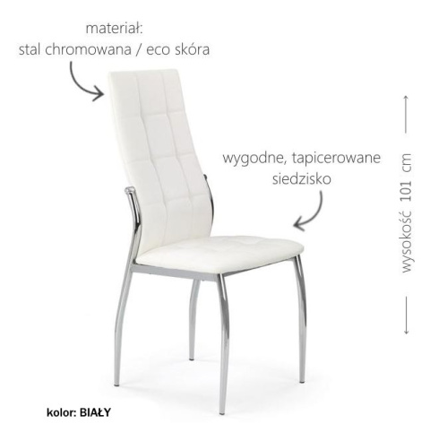 Halmar K209 krzesło biały ekoskóra stal chromowana Halmar K209 krzesło biały ekoskóra stal chromowana