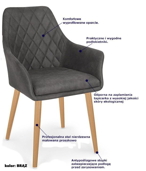 Halmar K287 krzesło ciemny brąz ekoskóra / stal Halmar K287 krzesło ciemny brąz ekoskóra / stal
