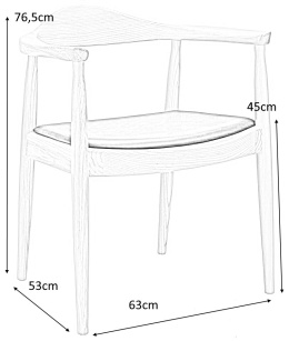 King Home Krzesło KENNEDY naturalne - drewno jesion, ekoskóra