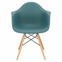 D2.DESIGN Krzesło Fotel P018W PP tworzywo zielony navy green drewniane nogi nowoczesne i wygodne D2.DESIGN Krzesło Fotel P018W PP tworzywo zielony navy green drewniane nogi nowoczesne i wygodne