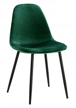 MODESTO krzesło tapicerowane LUCY zielone - welur, metal czarny mat